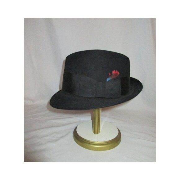 Vintage 50's Men's Black Fur Felt Fedora Hat Carson Pirie Scott The Men's Store - Picture 2 of 8